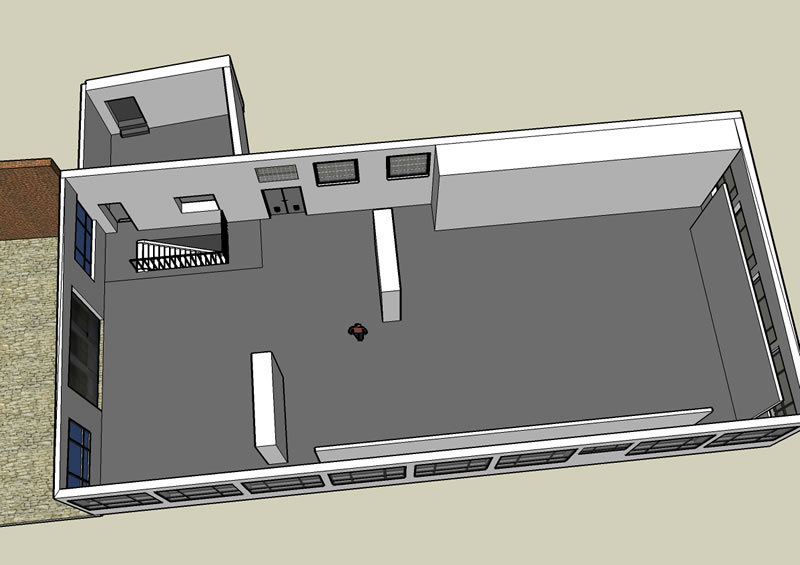 Ausstellungshalle 1A Google SketchUp-Modell von oben