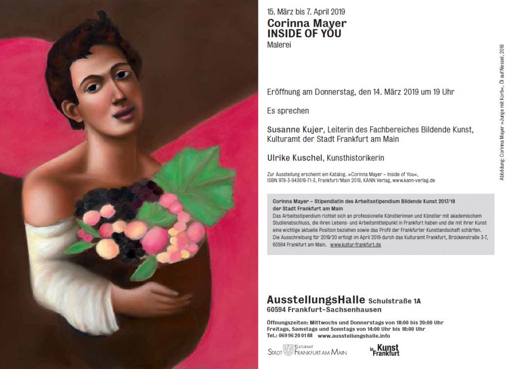 Corinna Mayer Einladungskarte AusstellungsHalle 1A Frankfurt